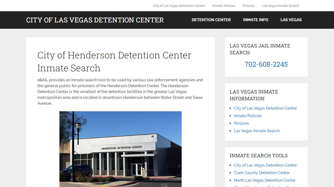 City of Henderson Detention Center Inmate Search - City of ...